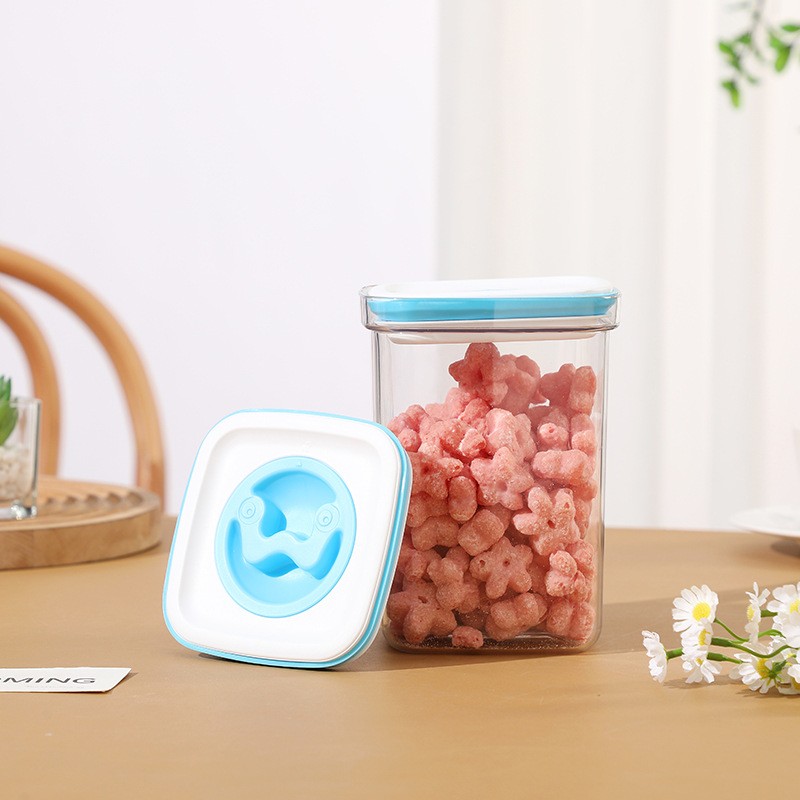 Cutie de Depozitare pentru Bucatarie, 1.3L, din ABS+PET+Silicon, Capac Alb/Albastru, 11.5 x 15 x 8 cm, Transparent [3]