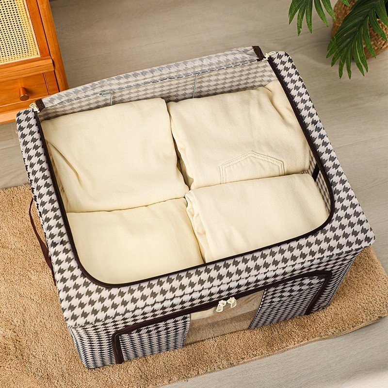 Cutie de Depozitare Pliabila, Cu fermoar Bidirectional, 24 L, Textil, 40x30x20 cm, Cadru Metalic, o Fereastra, Suport Baza Stabil din Plastic, Design Zebra, Alb Negru [6]