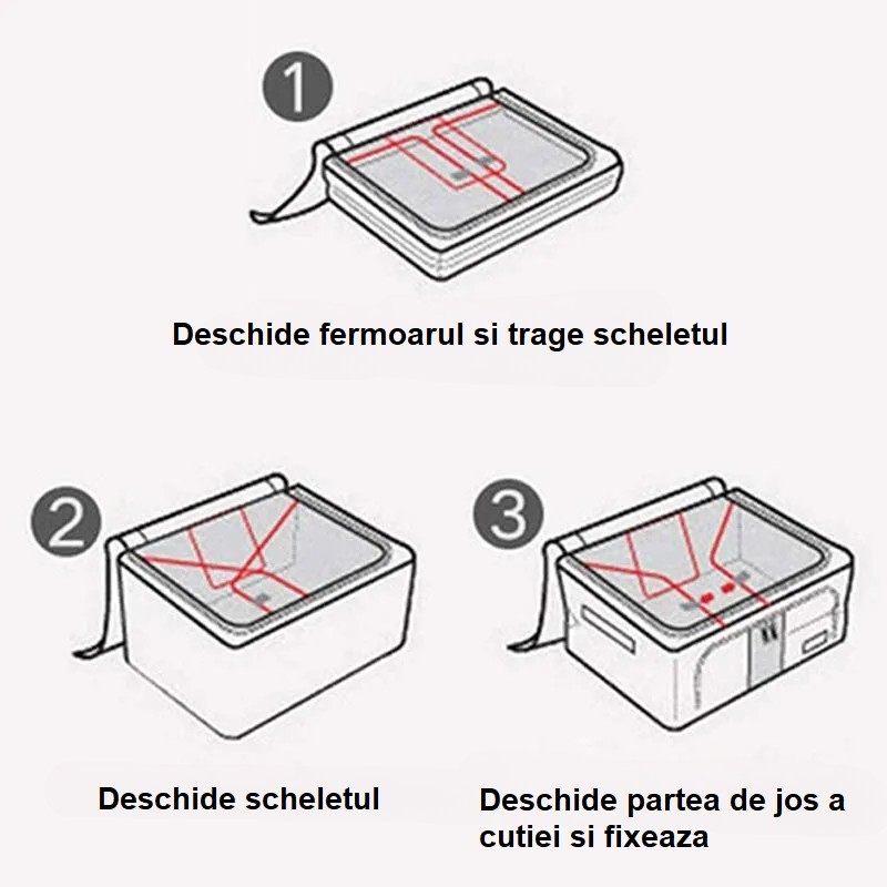 Cutie Depozitare, 66L, din Material Textil, 50 x 40 x 33 cm, pentru Haine si Lenjerii, Model Flori de Primavara, Verde [5]