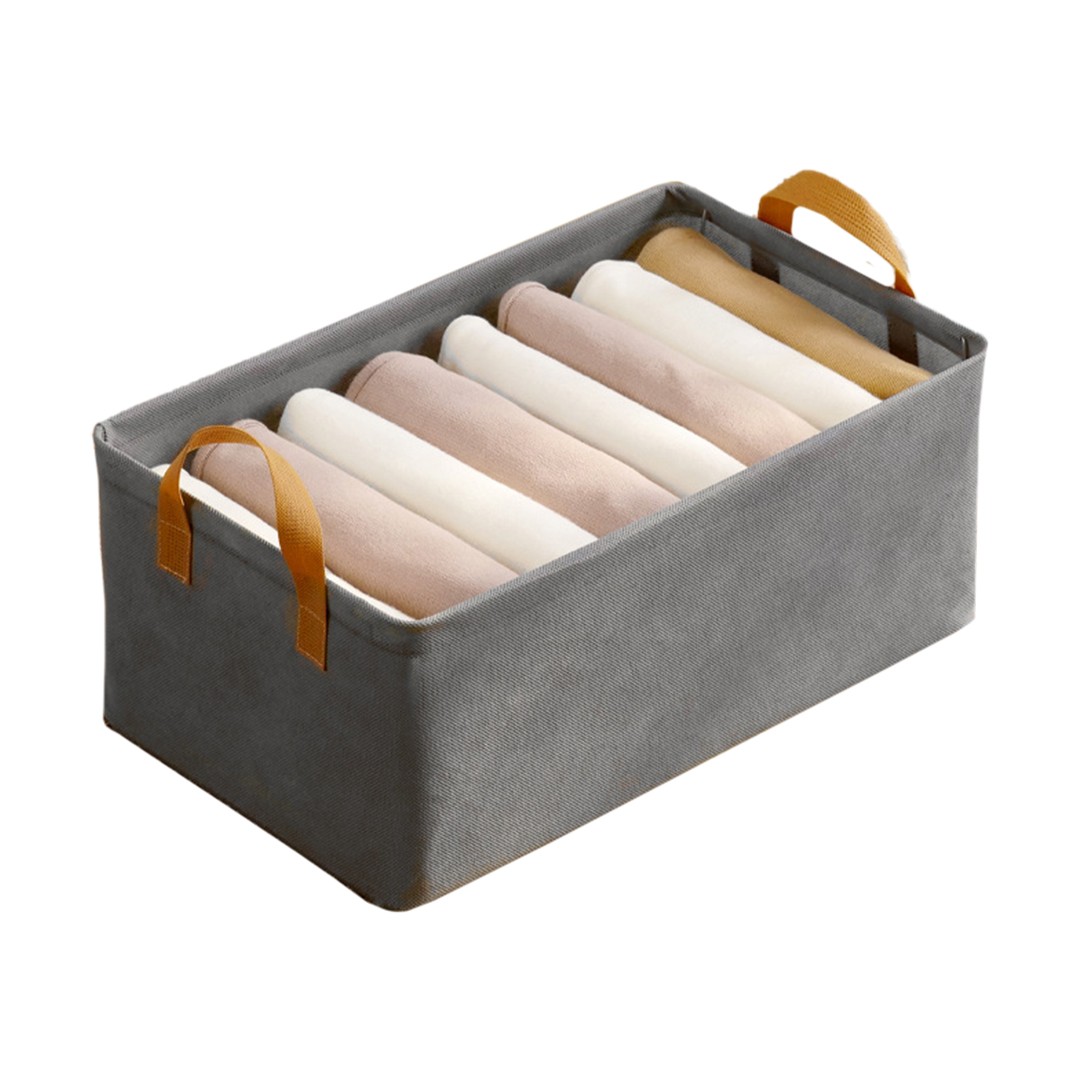 Articole pentru Casa si Curatenie - Cutie Depozitare pentru Haine, lucruri, din Textil cu Cadru Metalic, Manere Laterale, forma Dreptunghiulara, 47 x 28 x 20 cm, volum 26 L, Gri