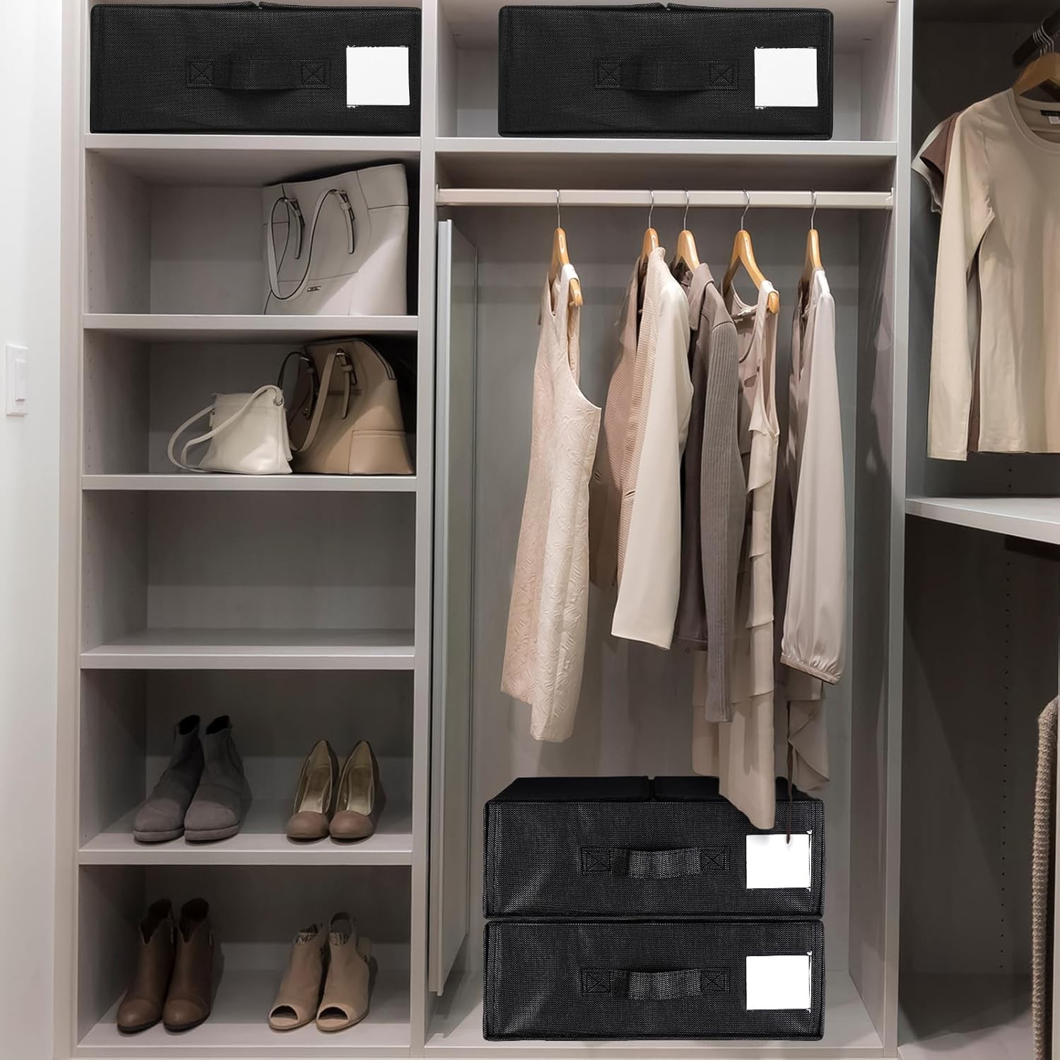 Cutie Depozitare Lenjerii de Pat, Pliabila, Capacitate 18l, 38x33x12 cm, din Panza Oxford cu PP Incorporat, Fereastra Vizibila, Negru [5]