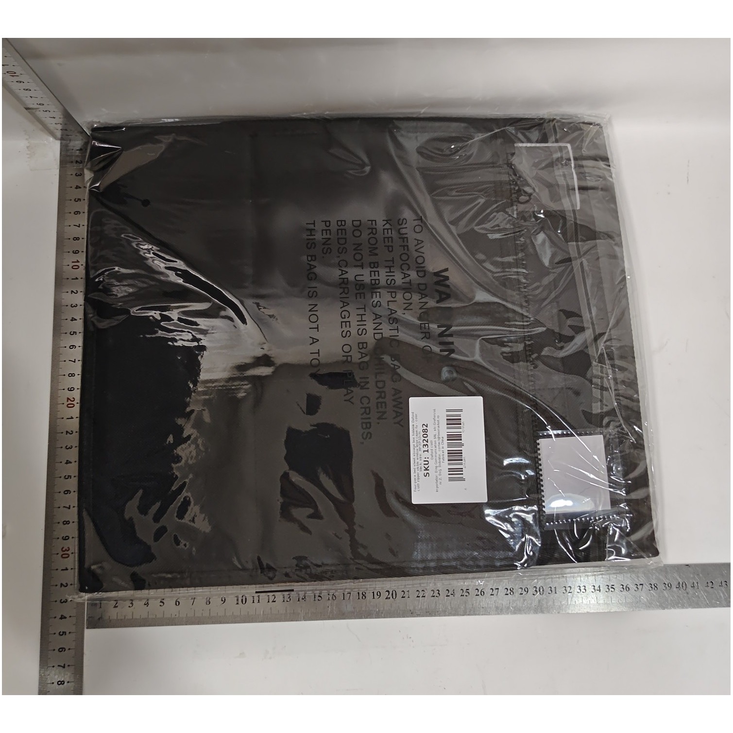 Cutie Depozitare Lenjerii de Pat, Pliabila, Capacitate 18l, 38x33x12 cm, din Panza Oxford cu PP Incorporat, Fereastra Vizibila, Negru [1]