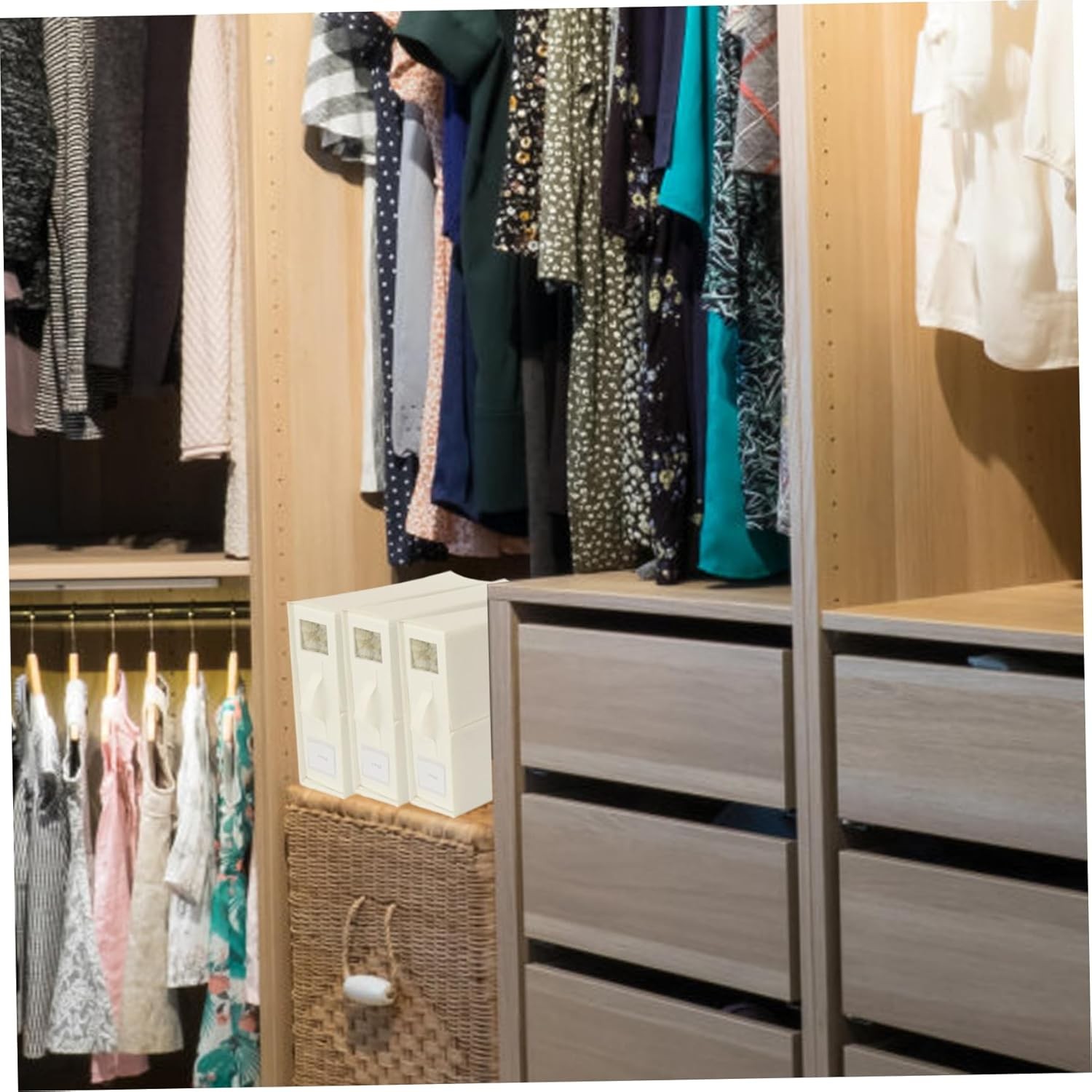 Cutie Depozitare Lenjerii de Pat, Pliabila, Capacitate 18l, 38x33x12 cm, din Panza Oxford cu PP Incorporat, Fereastra Vizibila, Alb Ivoir [2]