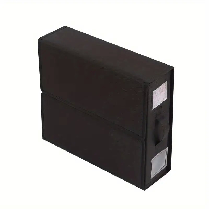 Cutie Depozitare Lenjerii de Pat, Pliabila, Capacitate 18l, 38x33x12 cm, din Panza Oxford cu PP Incorporat, Fereastra Vizibila, Negru [3]