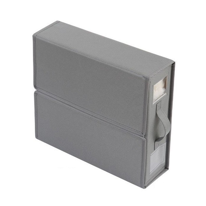 Articole pentru Casa si Curatenie - Cutie Depozitare Lenjerii de Pat, Pliabila, Capacitate 18l, 38x33x12 cm, din Panza Oxford cu PP Incorporat, Fereastra Vizibila, Gri