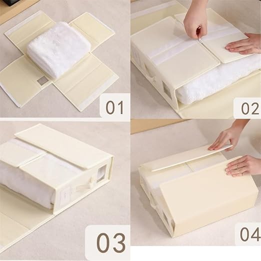 Cutie Depozitare Lenjerii de Pat, Pliabila, Capacitate 18l, 38x33x12 cm, din Panza Oxford cu PP Incorporat, Fereastra Vizibila, Alb Ivoir [8]