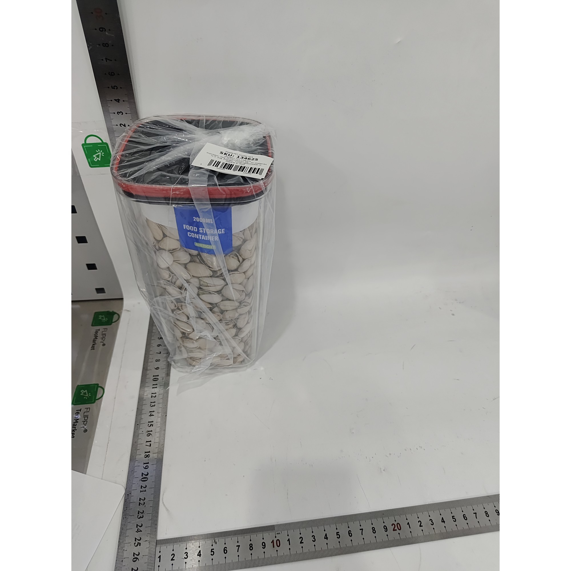 Cutie de Depozitare Alimente, Cutie de tip Container, Recipient pentru Cereale in Bucatarie, 11.5 x 11.5 x 23 cm, volum 2000 ml, Transparenta cu Capac Negru [3]