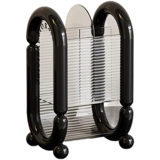 Cutie pentru Depozitare Cosmetice, pentru Pensule, Creioane si Buretei, 4 Compartimente, din Plastic, 12 x 10 x 20 cm, Negru [5]