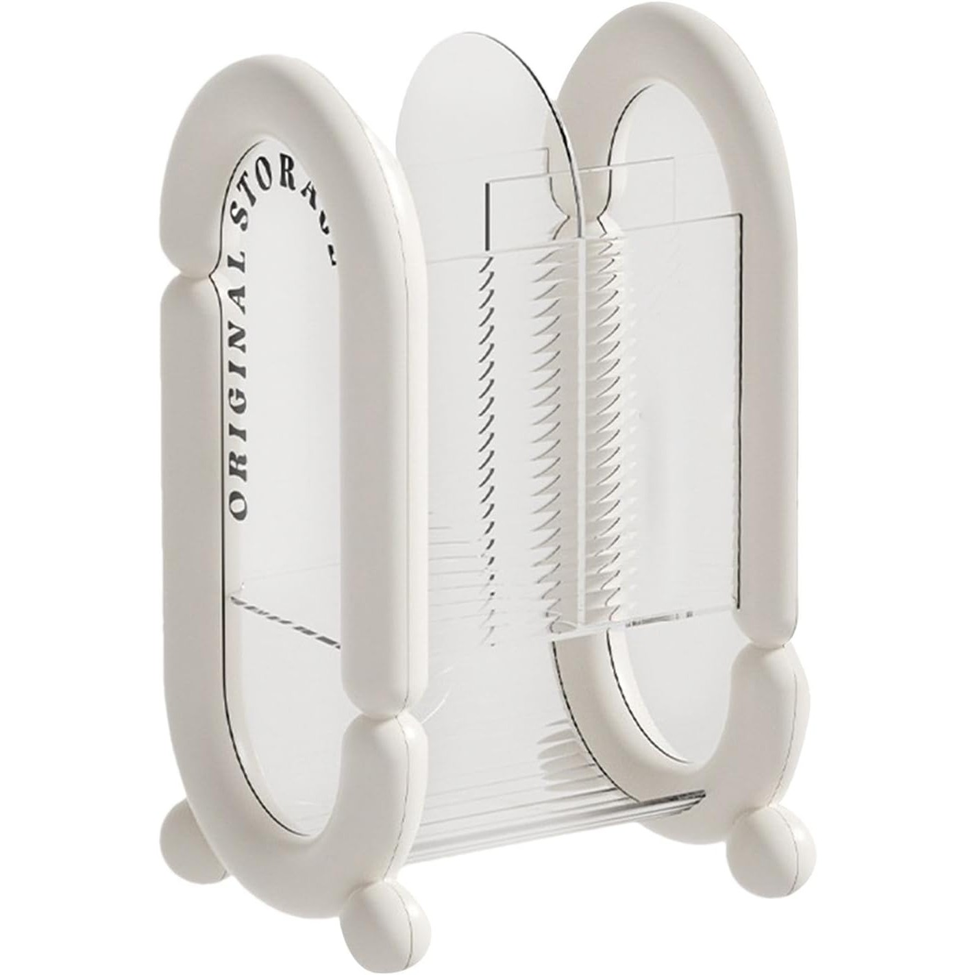 Cutii depozitare - Cutie pentru Depozitare Cosmetice, pentru Pensule, Creioane si Buretei, 4 Compartimente, din Plastic, 12 x 10 x 20 cm, Alb