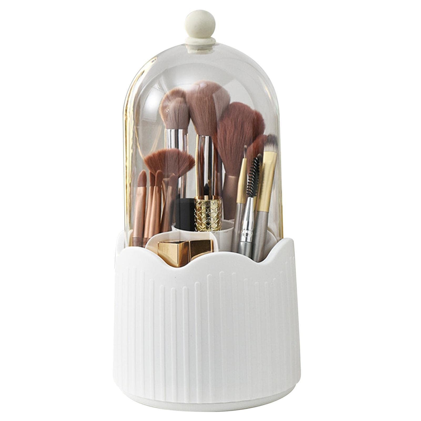 Accesorii Machiaj si Trimmere - Cutie pentru Depozitarea Pensulelor de Machiaj, Rotativa, Plastic, 36 cm x 13 cm, Alb