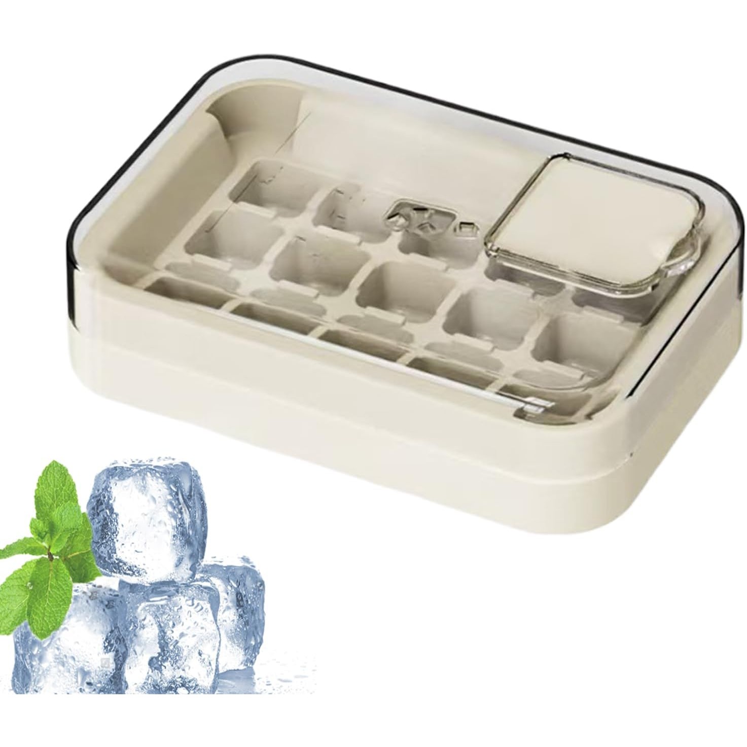 Cutie Gheata, 15 Cuburi, Cu Sistem de Presare Spate, Capac de Umplere ?i Evacuare, 1 L, 16.5 x 11.2 x 4.5 cm, Alb [2]