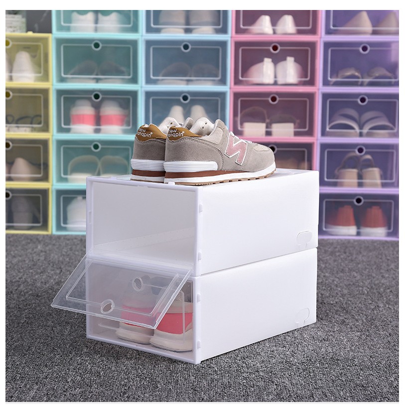 Cutie pentru Pantofi, Tip Sertar, din Plastic, Stivuibila, Usa Frontala, 33 x 23 x 13 cm, Transparent [3]