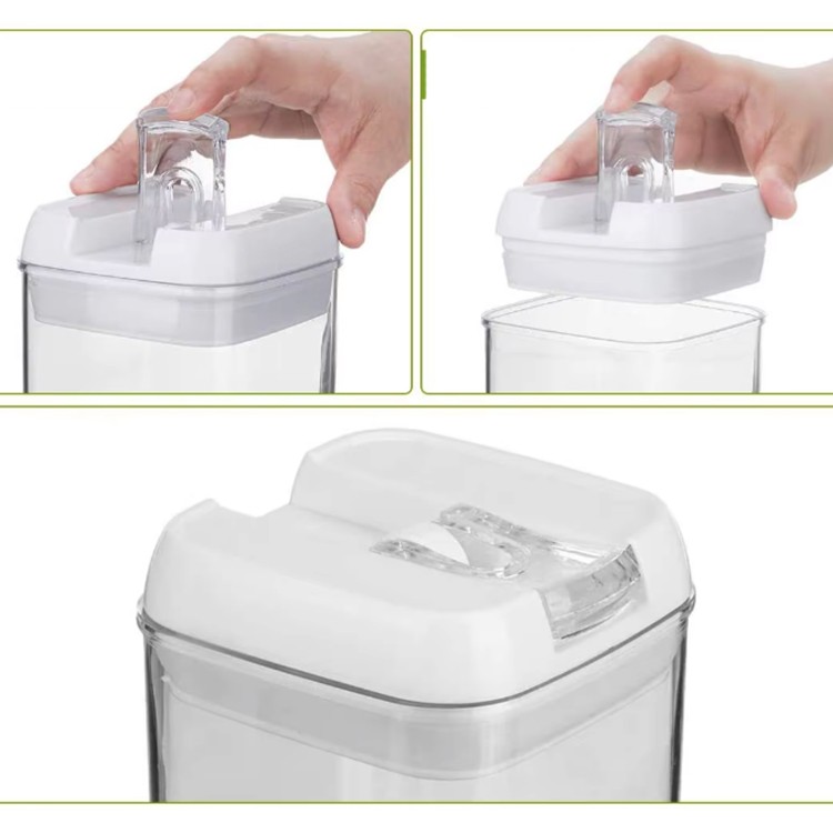Cutii de Depozitare Alimente, set din 5 Cutii pentru Condimente, Volumetrie 0.5l, 0.8l, 1.2l, 1.9l, Transparente cu Capac Alb [2]