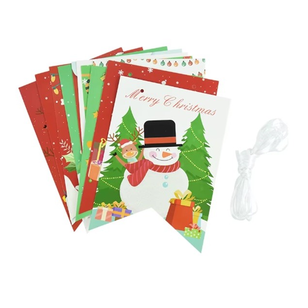 Decoratiune de Craciun, Tip Banner, 12 Piese, pentru Usa sau Perete, Multicolor, Sfoara Inclusa, Model A [3]