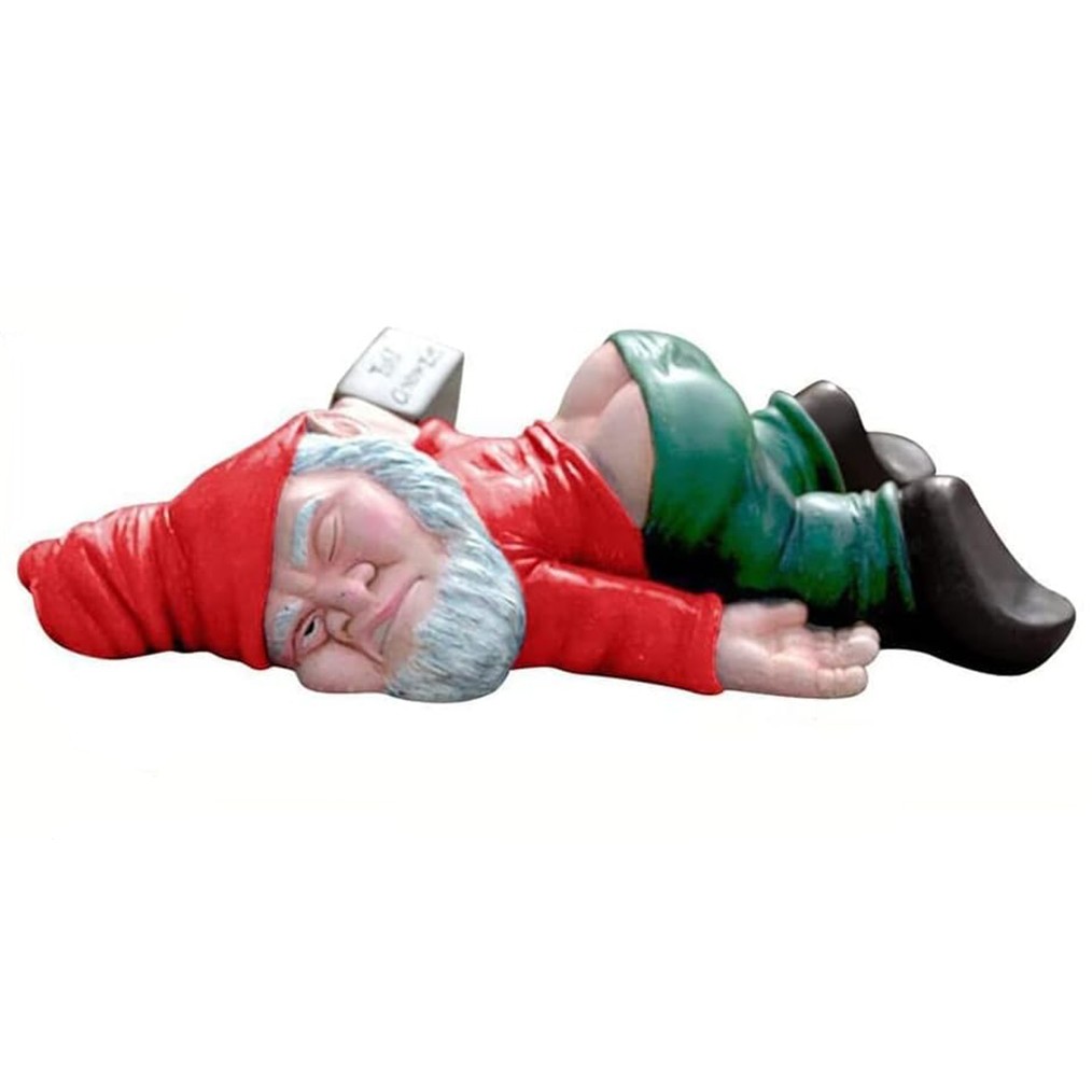 Articole pentru Gradina si Bricolaj - Decoratiune pentru Gradina, Model Pitic de Gradina Beat, Statuie Amuzanta pentru Gradina, Decor pentru Gradina, Gnom Beat, 15 cm, Rosu