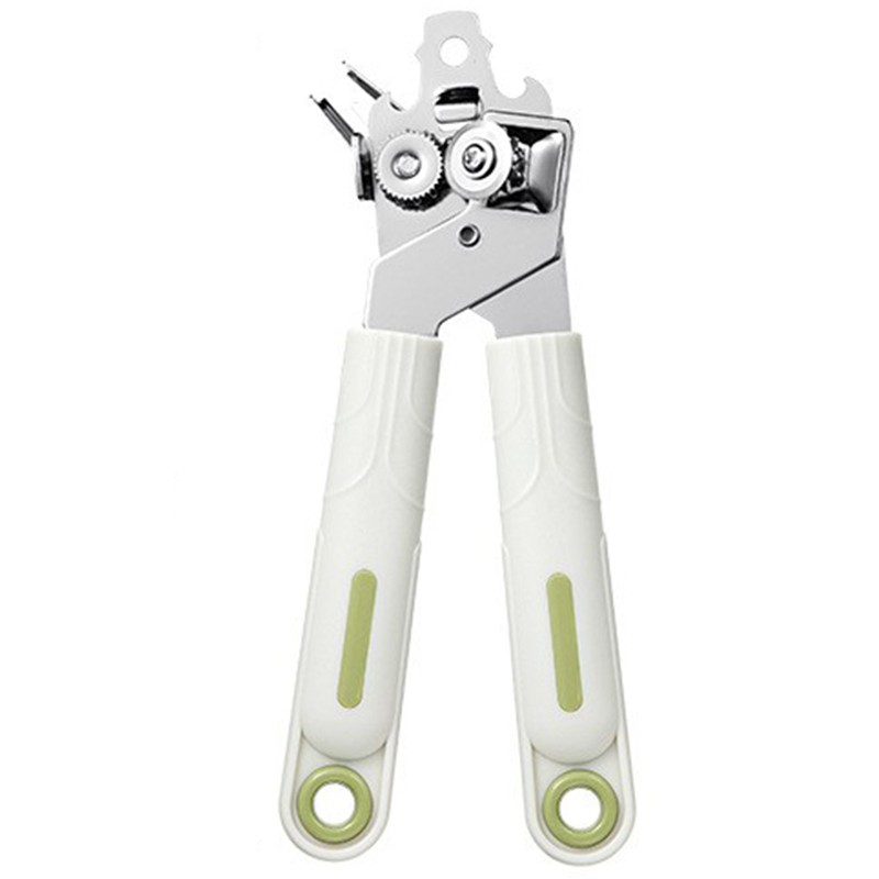 Articole pentru Bucatarie - Desfacator de Conserve 3 in 1, Instrument pentru Deschis Conserve, Sticle, Otel inoxidabil, Simplu de Utilizat, Maner Anti alunecare, 21.5 x 4.7 cm Alb