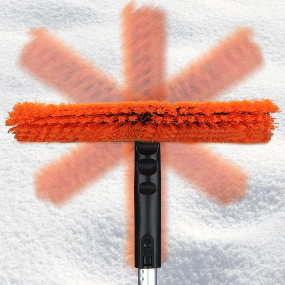 Perie de Zapada cu Racleta pentru Masina, Multifunctionala, Rotativa, Demontabila, cu Maner Antiderapant, Telescopica, Aluminiu, Plastic, Fragmentarea Ghetii de pe Parbriz, Solutia pentru Iarna, pentru Dezghetare, Portocalie [4]