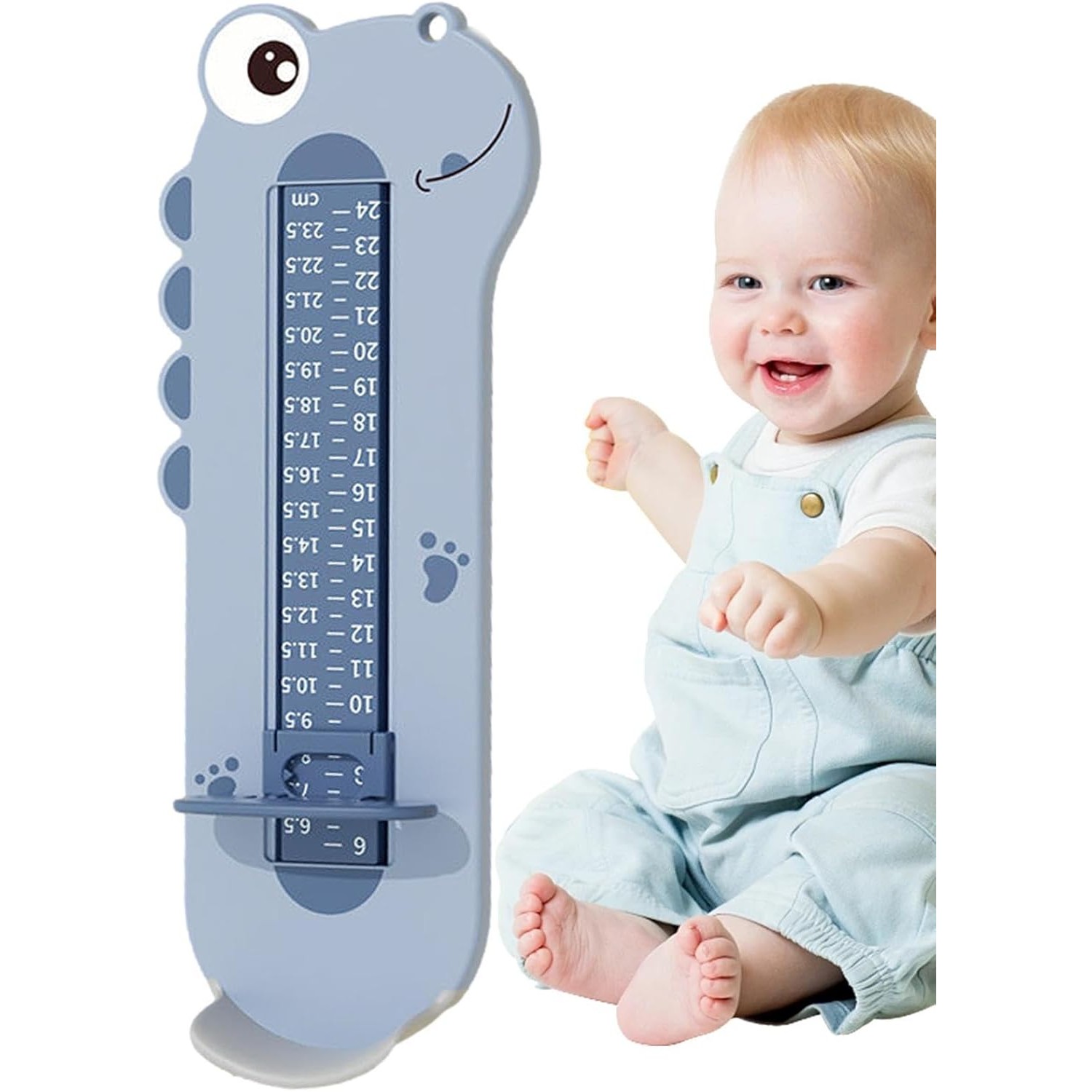 Dispozitiv de Masurat Talpa Piciorului pentru Bebelusi, 9-24, Model Dinozaur, Albastru [3]