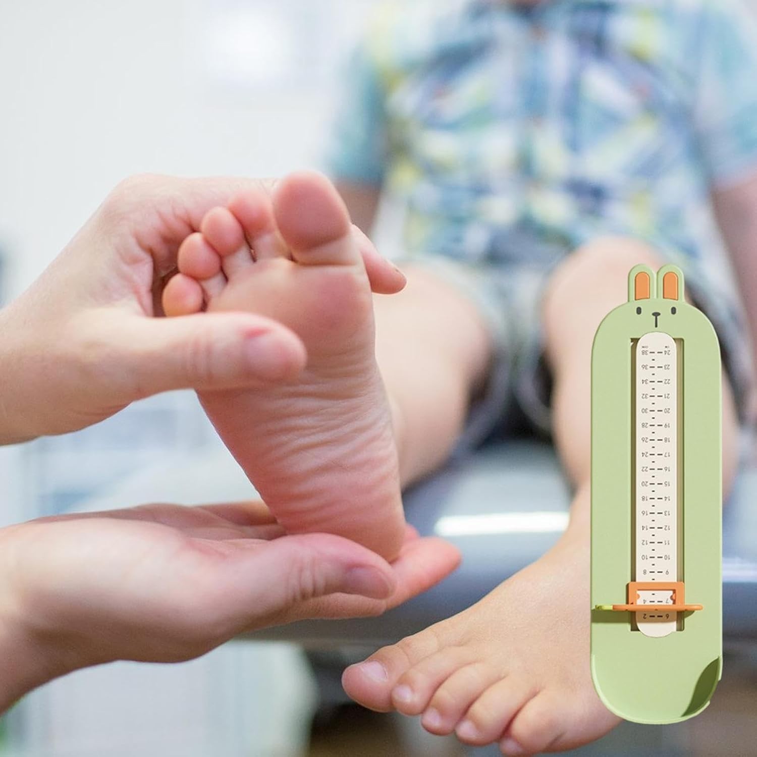 Dispozitiv de Masurat Talpa Piciorului pentru Bebelusi, 6-24, Model Iepuras, Verde [2]