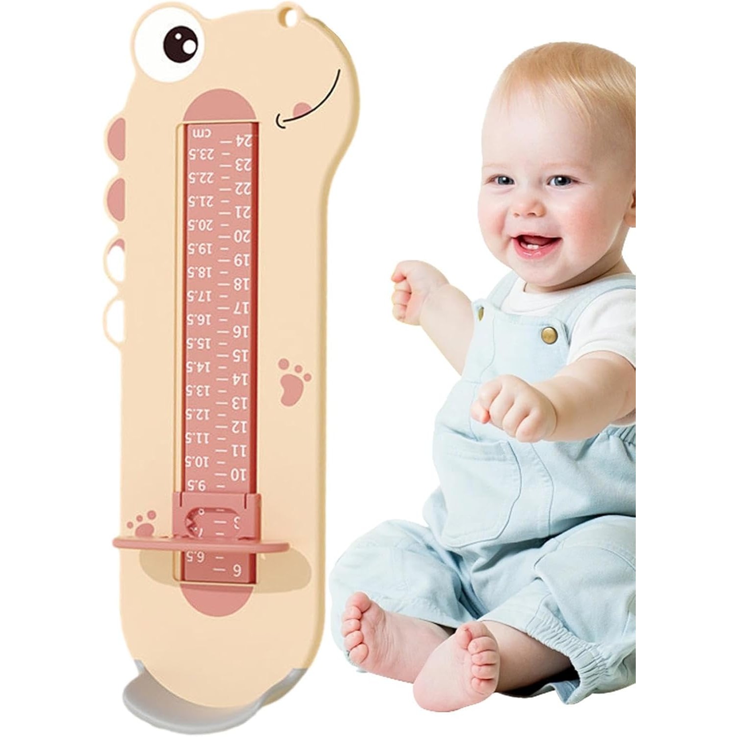Dispozitiv de Masurat Talpa Piciorului pentru Bebelusi, 9-24, Model Dinozaur, Roz [3]