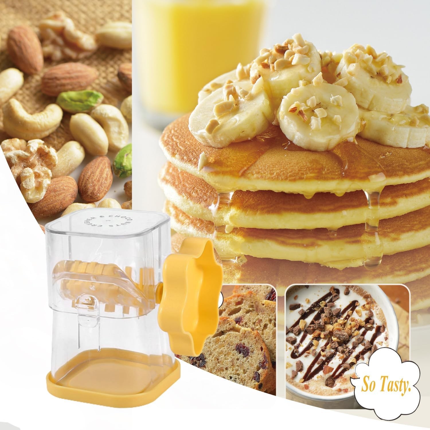 Dispozitiv de Zdrobit, pentru Alune, Nuci, Ciocolata, Manual, din ABS, 10 x 7.2 cm, Galben [3]