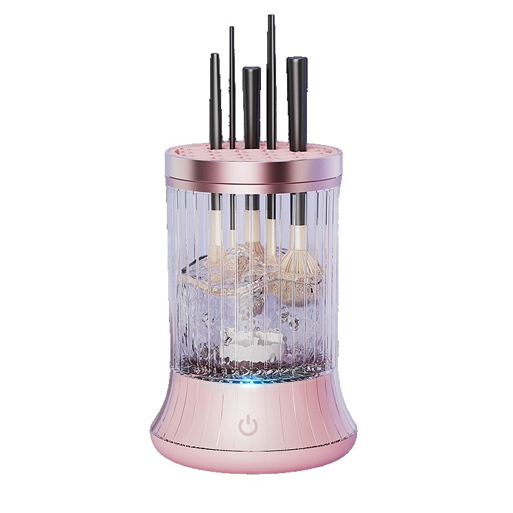 Accesorii Machiaj si Trimmere - Dispozitiv Portabil de Curatare a Pensulelor de Machiaj, pentru Pensule de Diferite Dimensiuni, 5V, 7000RPM, Vibratii Sonice, USB Type C, 9x9x16 cm, Roz