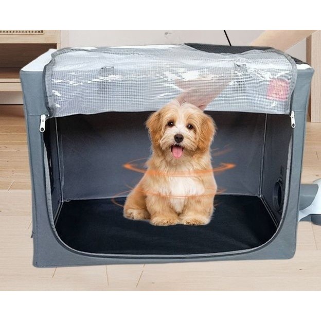 Cusca Animale pentru Uscare Blana, din Textil, Fereastra Transparenta, 62 x 40 x 50 cm, Gri [1]