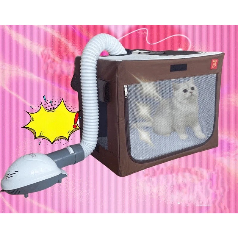 Cusca Animale pentru Uscare Blana, din Textil, Fereastra Transparenta, 62 x 40 x 50 cm, Maro [2]