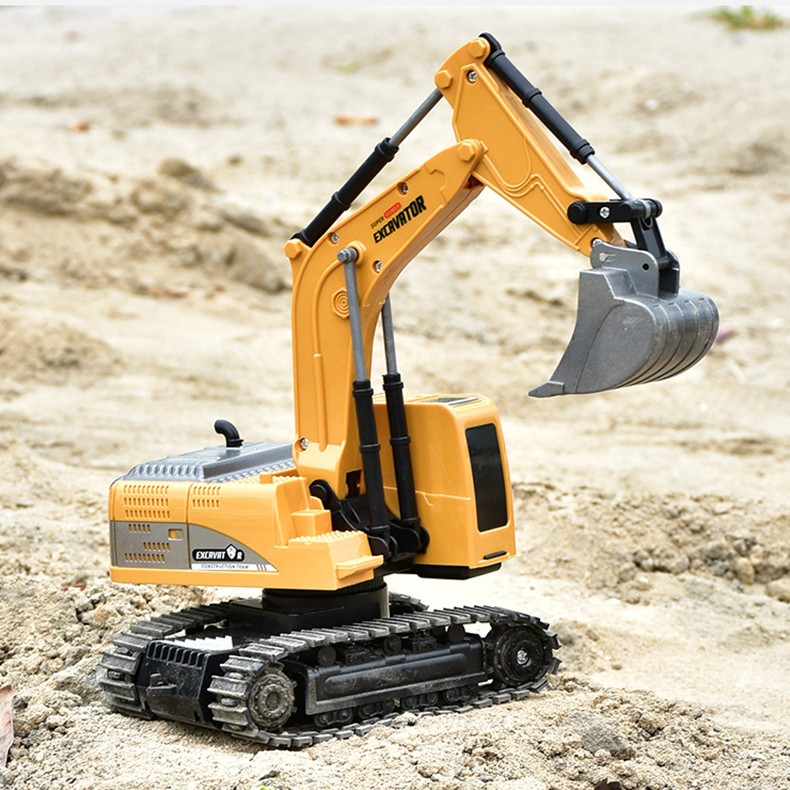 Excavator Jucarie pentru Copii, Jucarie Excavator cu Telecomanda, Jucarie de Constructie, Acumulator cu Incarcare USB, 23 x 22 x 9 cm, Portocaliu [2]