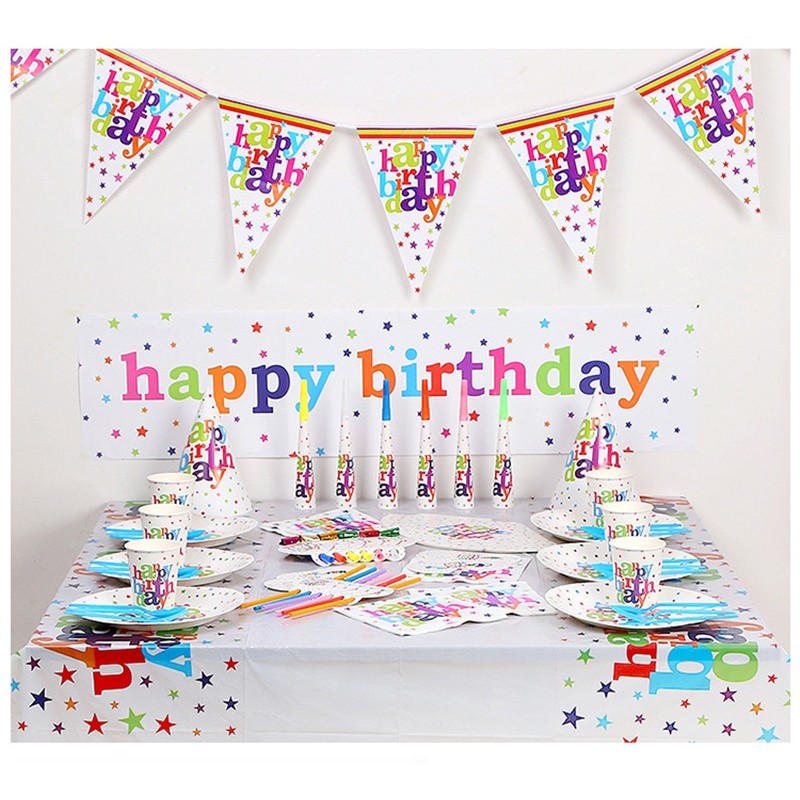 Fata de Masa Dreptunghiulara, Colectia Happy Birthday, 180 x 108 cm, din Plastic PE, Impermeabila, Multicolor [6]