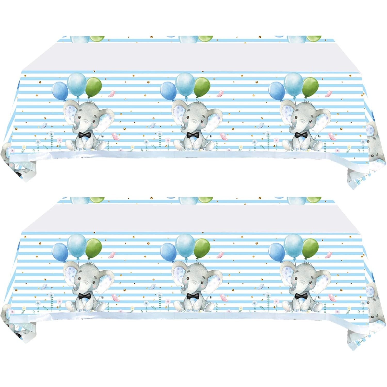 Fata de Masa, din Plastic, Imprimeu Elefanti, 180 x 108 cm, Albastru [3]