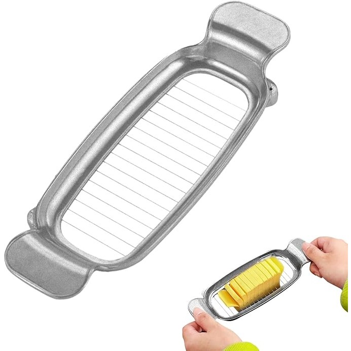 Articole pentru Bucatarie - Feliator de Alimente, pentru Branza, Unt, Oua, din Aluminiu, 19.5 x 6.5 x 2 cm, Argintiu