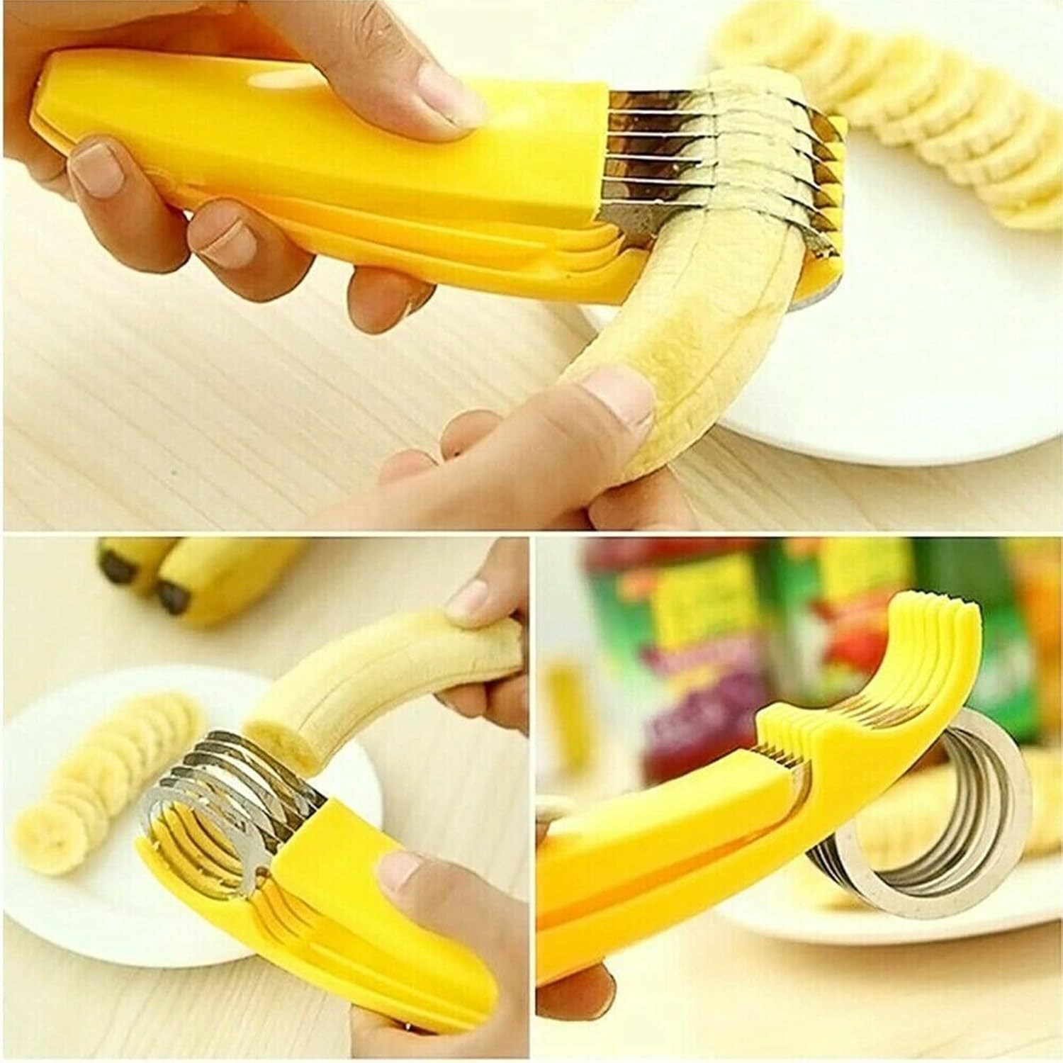 Feliator pentru Alimente, Accesoriu pentru Bucatarie, Cutit pentru Legume si Fructe, Model Banana, Ergonomic, 17.5x5x4 cm, Galben [2]