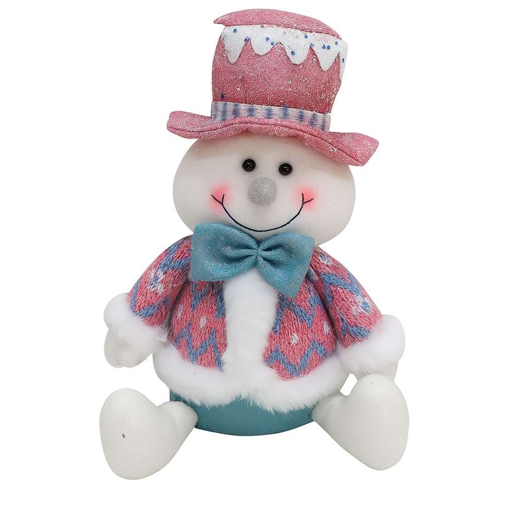 Figurine Decorative Craciun - Figurina de Craciun Om de Zapada cu Palarie, Figurina Decorativa Om de Zapada pentru Sarbatorile de Iarna, 26 x 20 x 12 cm, Multicolor