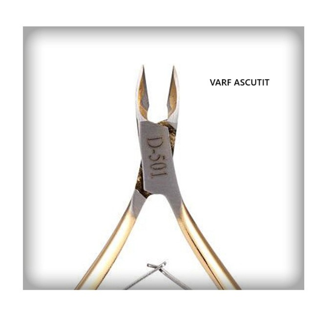 Cleste pentru Unghii si Cuticule, din Otel Inoxidabil, Protectie Varf, 17 x 7 x 2 cm, Auriu [3]