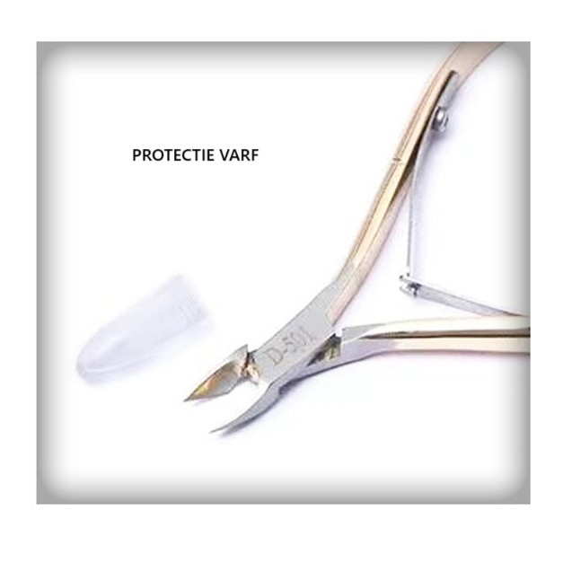 Cleste pentru Unghii si Cuticule, din Otel Inoxidabil, Protectie Varf, 17 x 7 x 2 cm, Auriu [1]