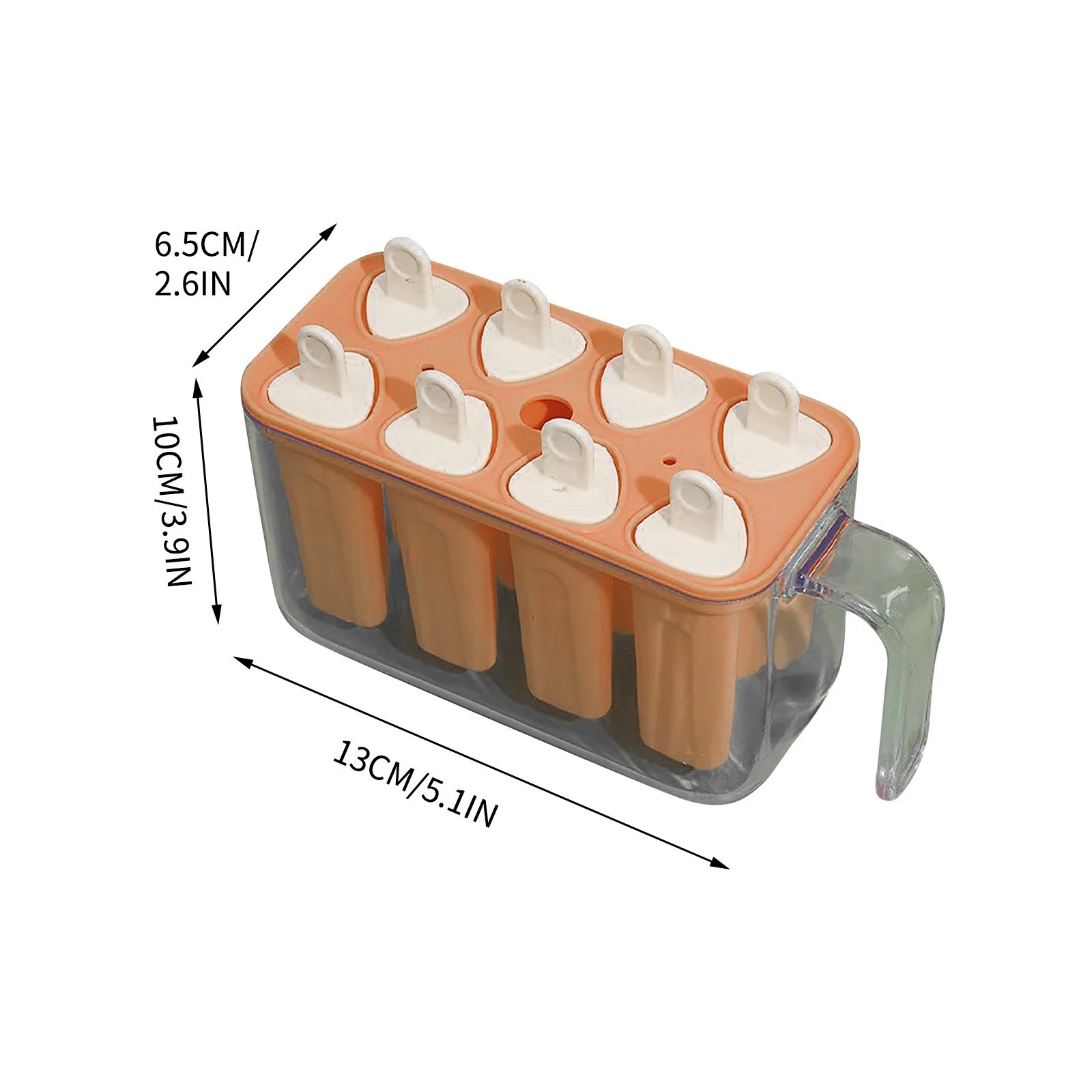 Forme de inghetata, 8 Forme din Silicon, Forma pentru Inghetata din si Sucuri Ghetate, 13 x 10 x 6.5 cm, Portocaliu [1]