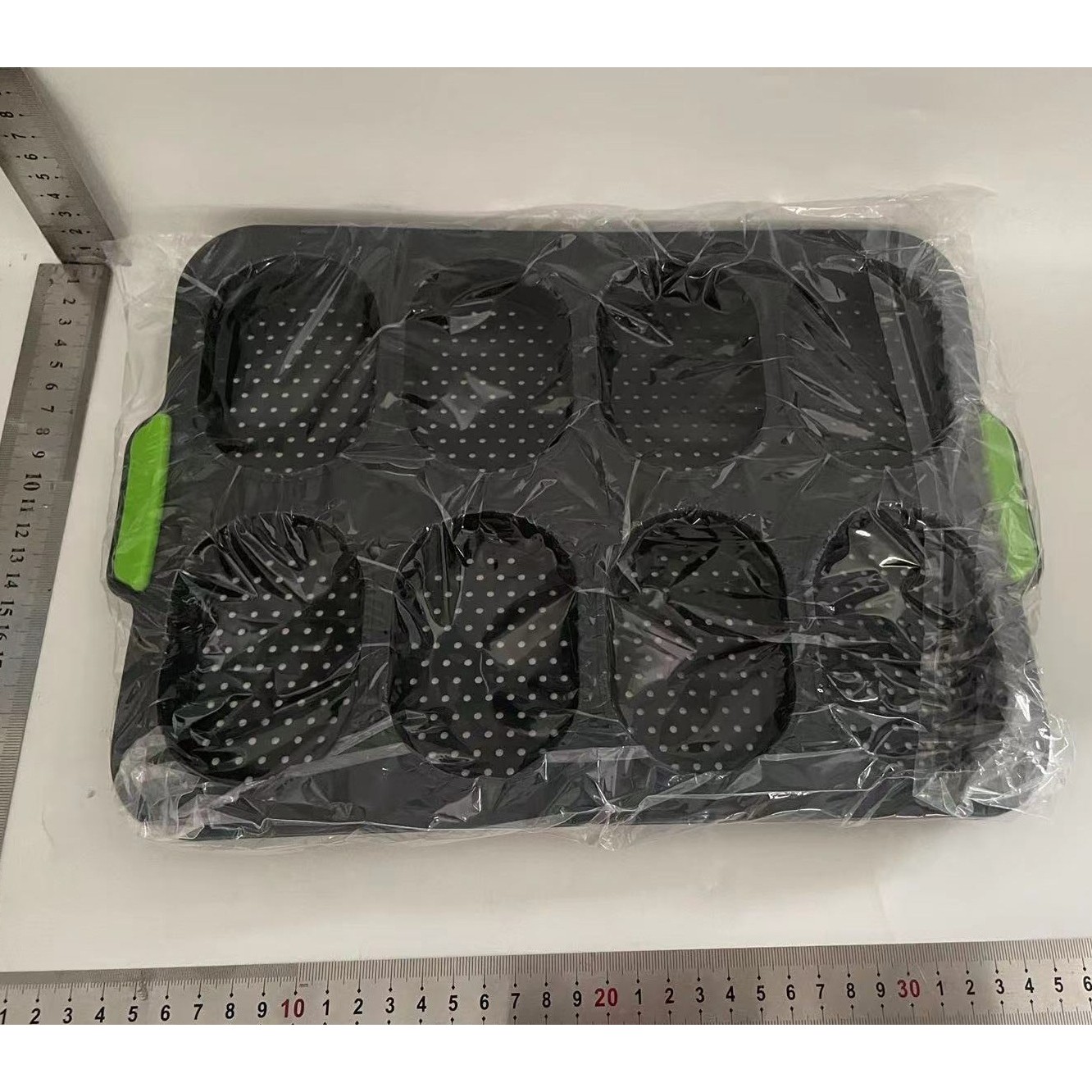 Forme de Silicon pentru Copt, 8 Forme Ovale, pentru Paine si Prajituri, 34.5 x 23.8 x 2.5 cm, Negru/Verde [1]