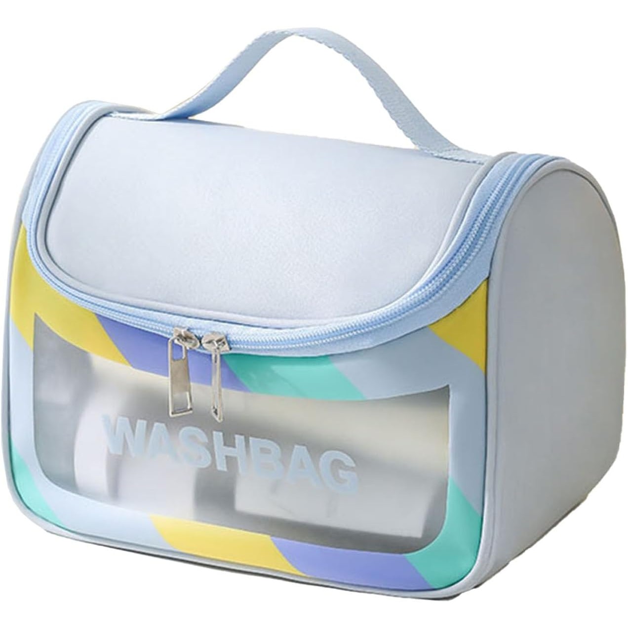 Genti Cosmetice si Organizare - Geanta Cosmetice de Voiaj Impermeabila, Translucida Mata, 22 x 16 x 14 cm, Albastru