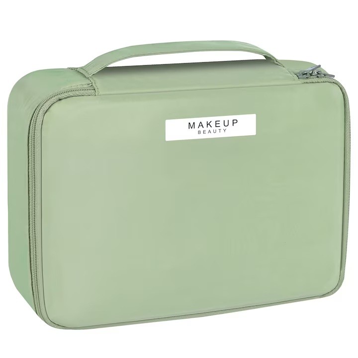 Genti Cosmetice si Organizare - Geanta de Calatorie, pentru Cosmetice si Articole de Toaleta, Material Impermeabil, 2 in 1, Portfard Interior Detasabil, 23 x 16 x 8 cm, Verde