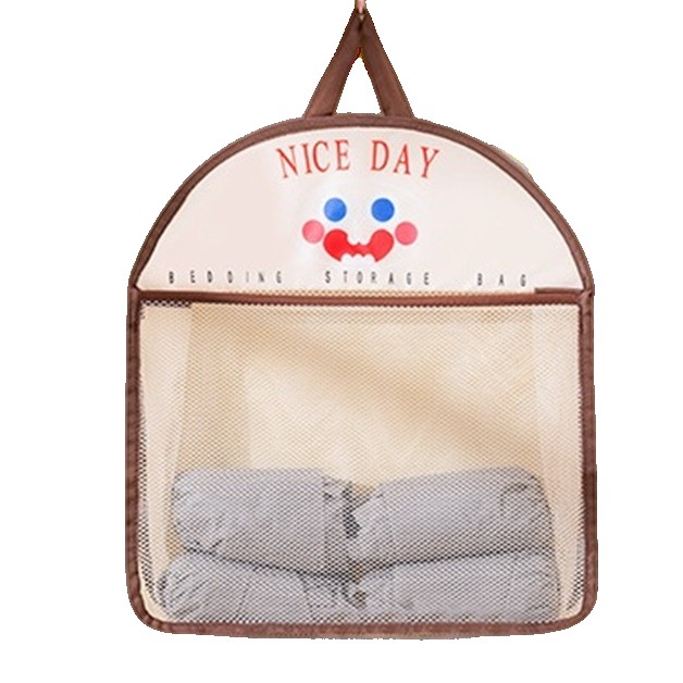 Articole pentru Casa si Curatenie - Geanta de Depozitare, Tip Saculet, de Agatat, Multifunctionala, din Plasa, 40 x 10 x 44 cm, Maro