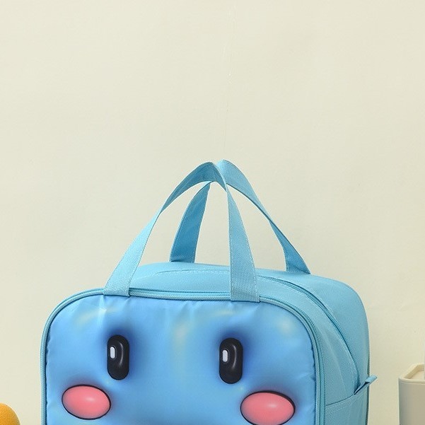 Geant? Frigorific?, cu Desene Animat 3D, Portabil? pentru Copii, de Prânz, din Pânz? Oxford, 27.5x18x20 cm, Model Balena, Albastru [6]