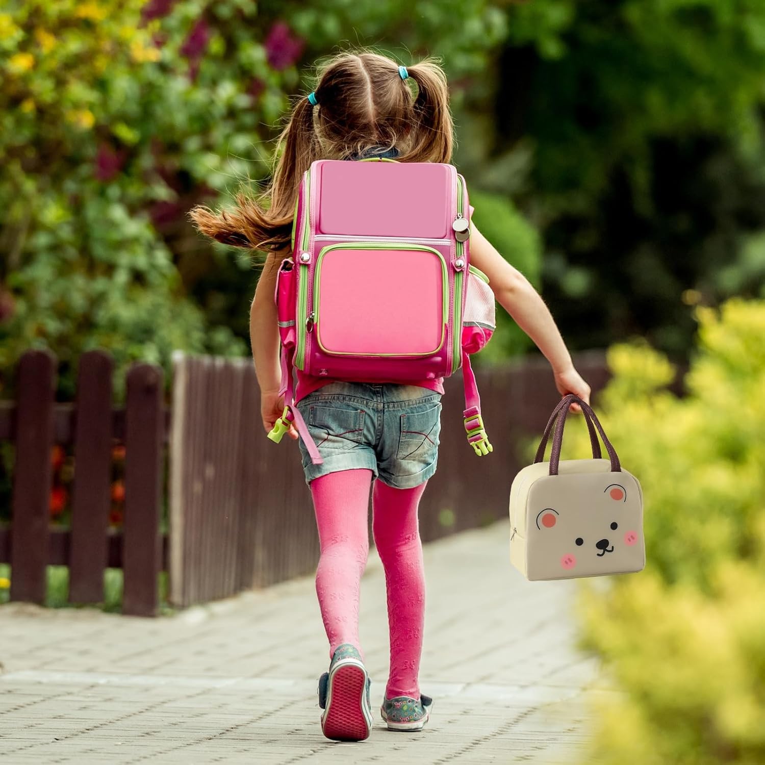 Geant? Frigorific?, cu Desene Animat, Portabil? pentru Copii, de Prânz, din Pânz? Oxford, 22x14x19 cm, Model Ursulet, Bej [2]