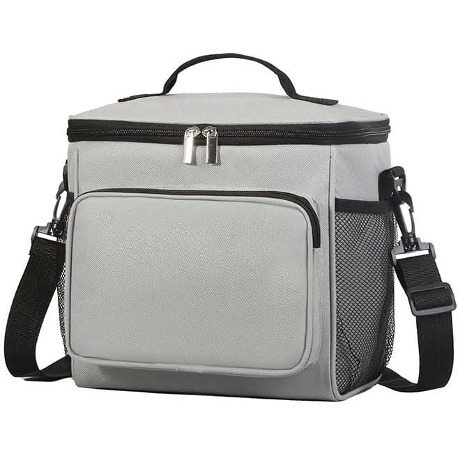 Geanta pentru Pranz, Multifunctionala, Compartimentata, 2 Tipuri de Manere, Impermeabila, 26x24x17 cm, Gri [5]