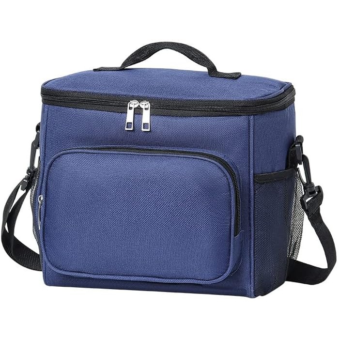 Geanta pentru Pranz, Multifunctionala, Compartimentata, 2 Tipuri de Manere, Impermeabila, 26x24x17 cm, Albastru [3]