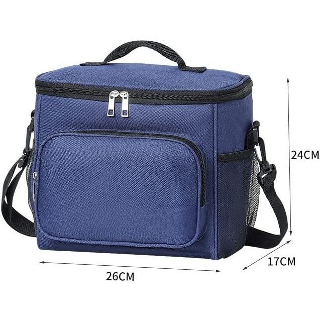 Geanta pentru Pranz, Multifunctionala, Compartimentata, 2 Tipuri de Manere, Impermeabila, 26x24x17 cm, Albastru [2]