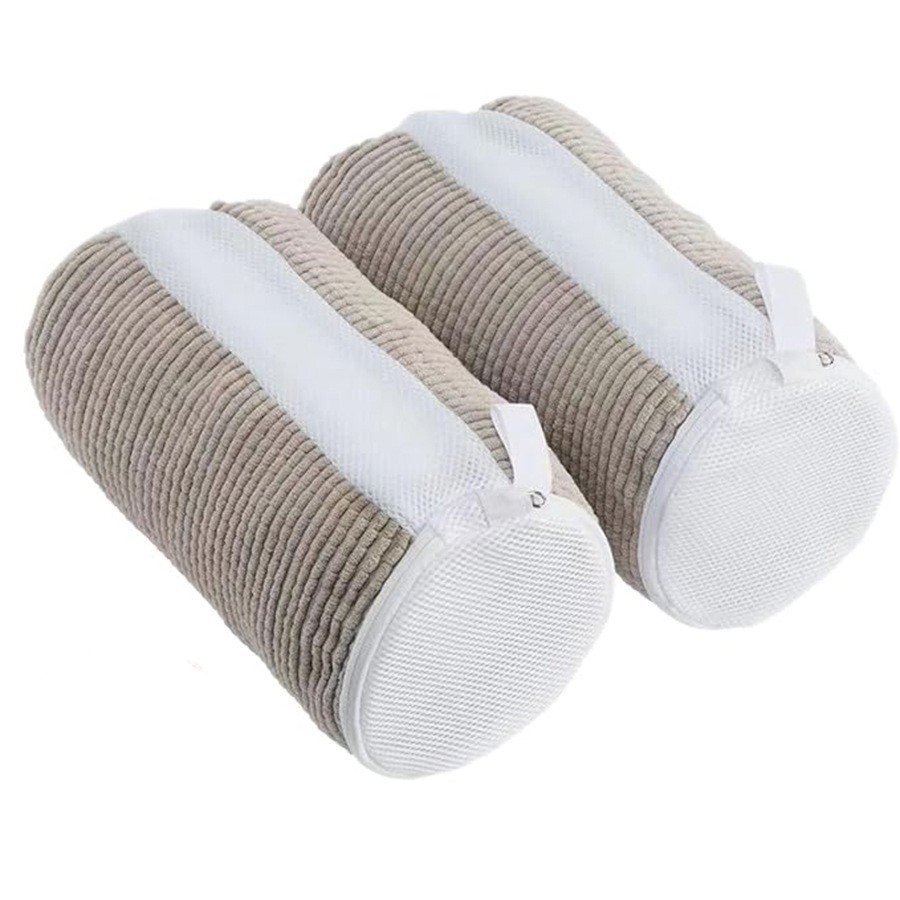 Produse ingrijire incaltaminte - Geanta pentru Spalare Incaltaminte, pentru Masina de Spalat, cu Fibre Pufoase in Interior, cu Fermoar, Curatare 360 de Grade, 39x19 cm, Gri deschis
