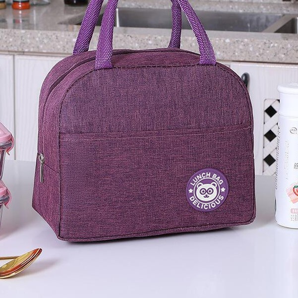 Geanta Termica pentru Pranz, Multifunctionala, Compartimentata, Impermeabila, cu Manere, Buzunar Exterior, 22x14x19 cm, Mov [4]