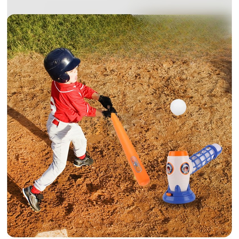 Joc de Baseball Interactiv, Lansator Aruncare Automata, Include Bata si 5 Mingii, 37 x 23 x 16 cm Baza, 59 cm Bata, Multicolor [1]