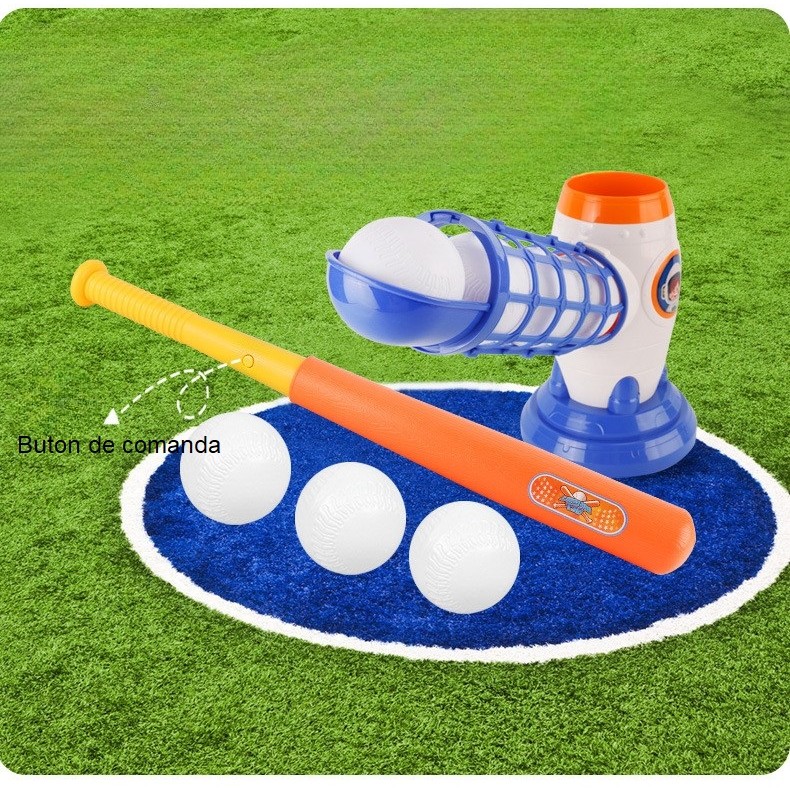 Joc de Baseball Interactiv, Lansator Aruncare prin Buton de Lansare pe Bata, Include Bata si 5 Mingii, 37 x 23 x 16 cm Baza, 59 cm Bata, Multicolor [3]